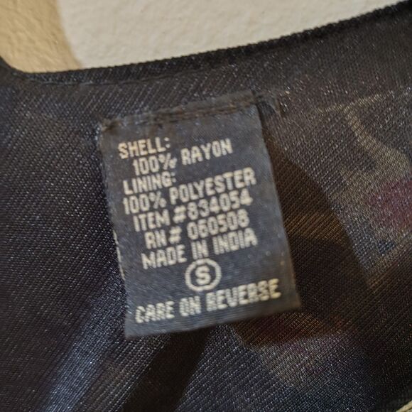 Lola P Black Floral Y2K Beaded Long Length size small ruffle bottom - Picture 9 of 10